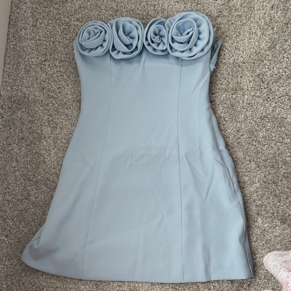 Pepper mayo Elegant Blue flower Strapless Dress